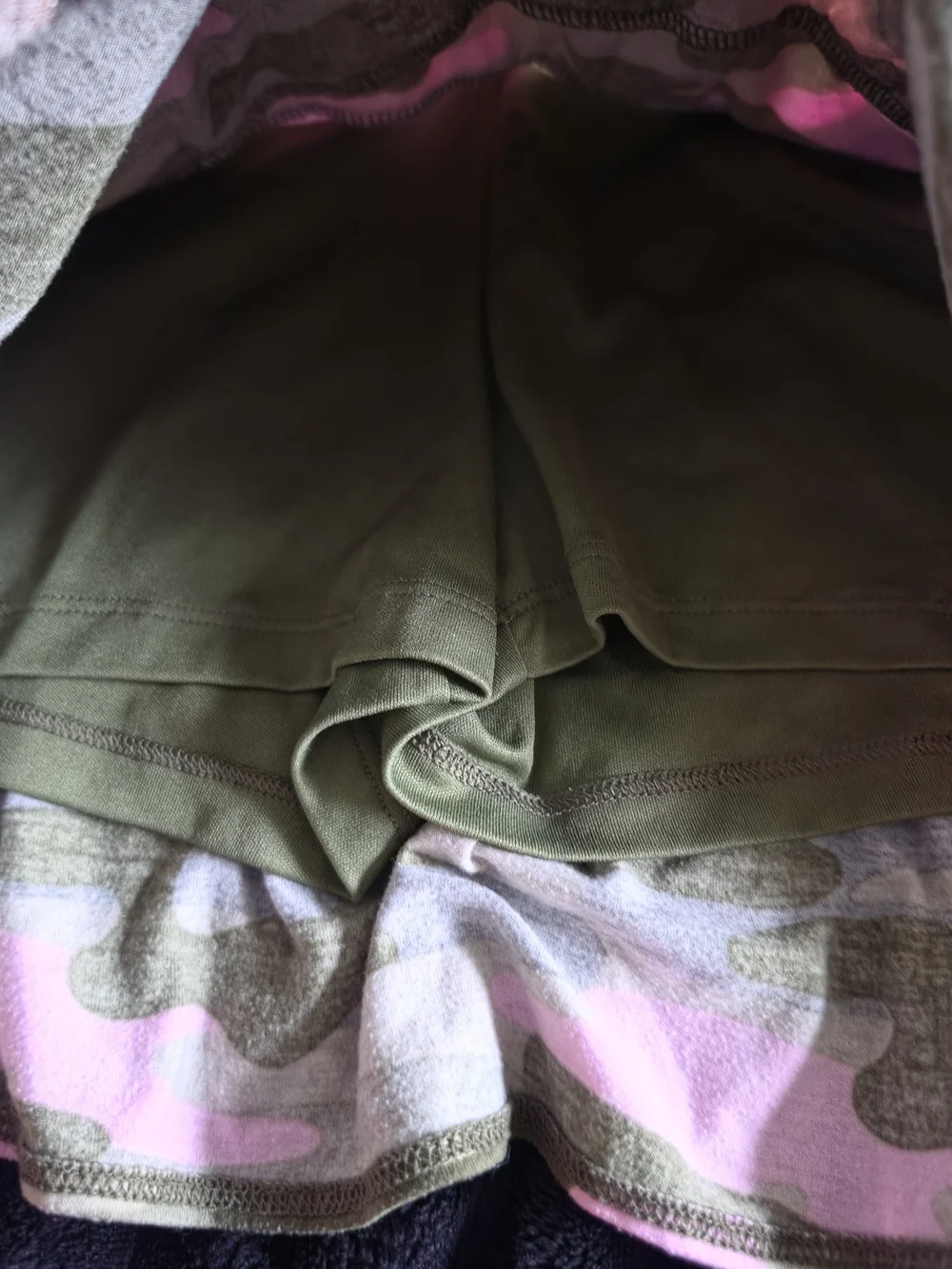 Justice Pink & Green Camo Ruffle Mini Skirt